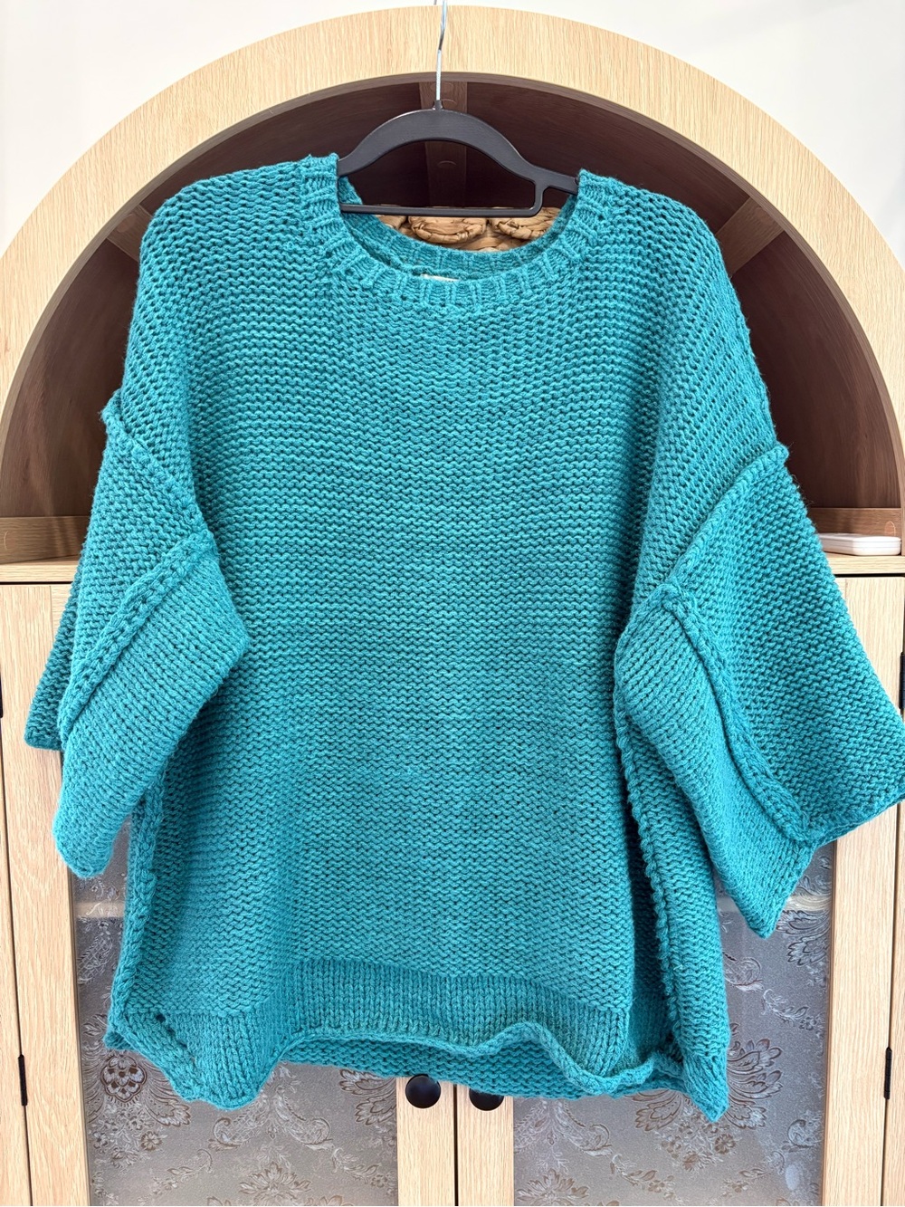 easel Teal Chunky Knit Oversized Sweater
